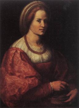 Andrea Del Sarto : Portrait of a Woman with a Basket of Spindles